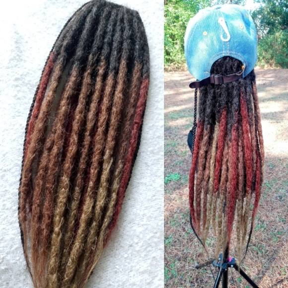 Black brown ombre dreadlock loc extension ponytail - Picture 6 of 9